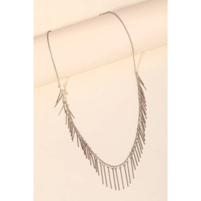 Dainty Bar Fringe Chain Necklace - Silver - 190 Jewelry