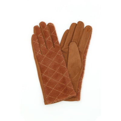 Diamond Pattern Smart Touch Gloves - Rust - 210 Other Accessories