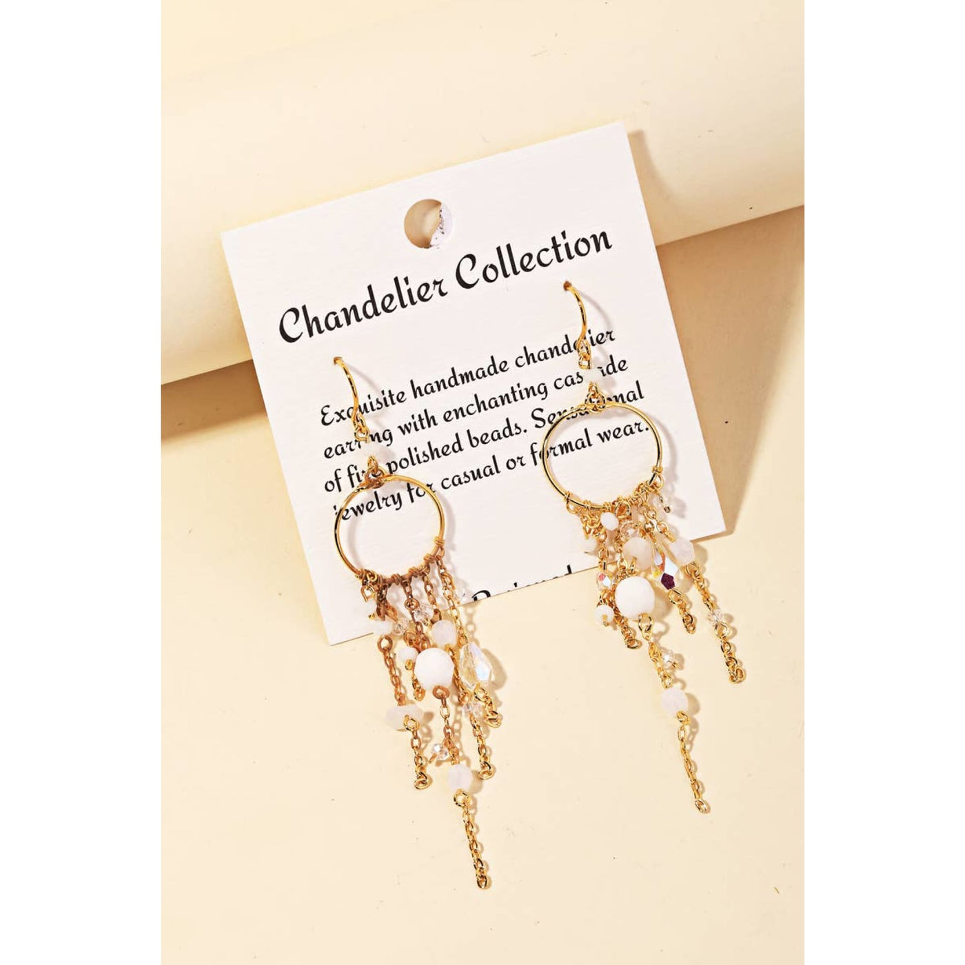 Fringe Chandelier Earrings - White - 190 Jewelry