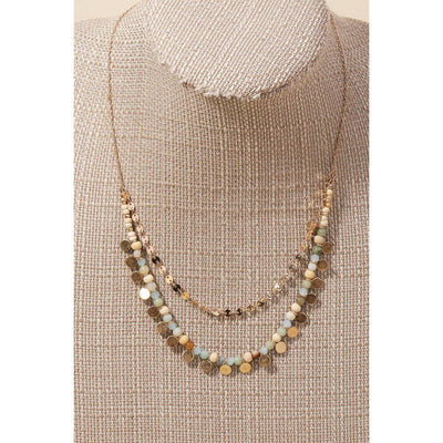 Layered Ball Beaded Disc Coin Necklace - 190 Jewelry