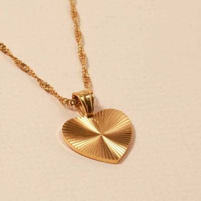 18K Gold Plated Heart Sunburst Necklace - Heart - 190 Jewelry