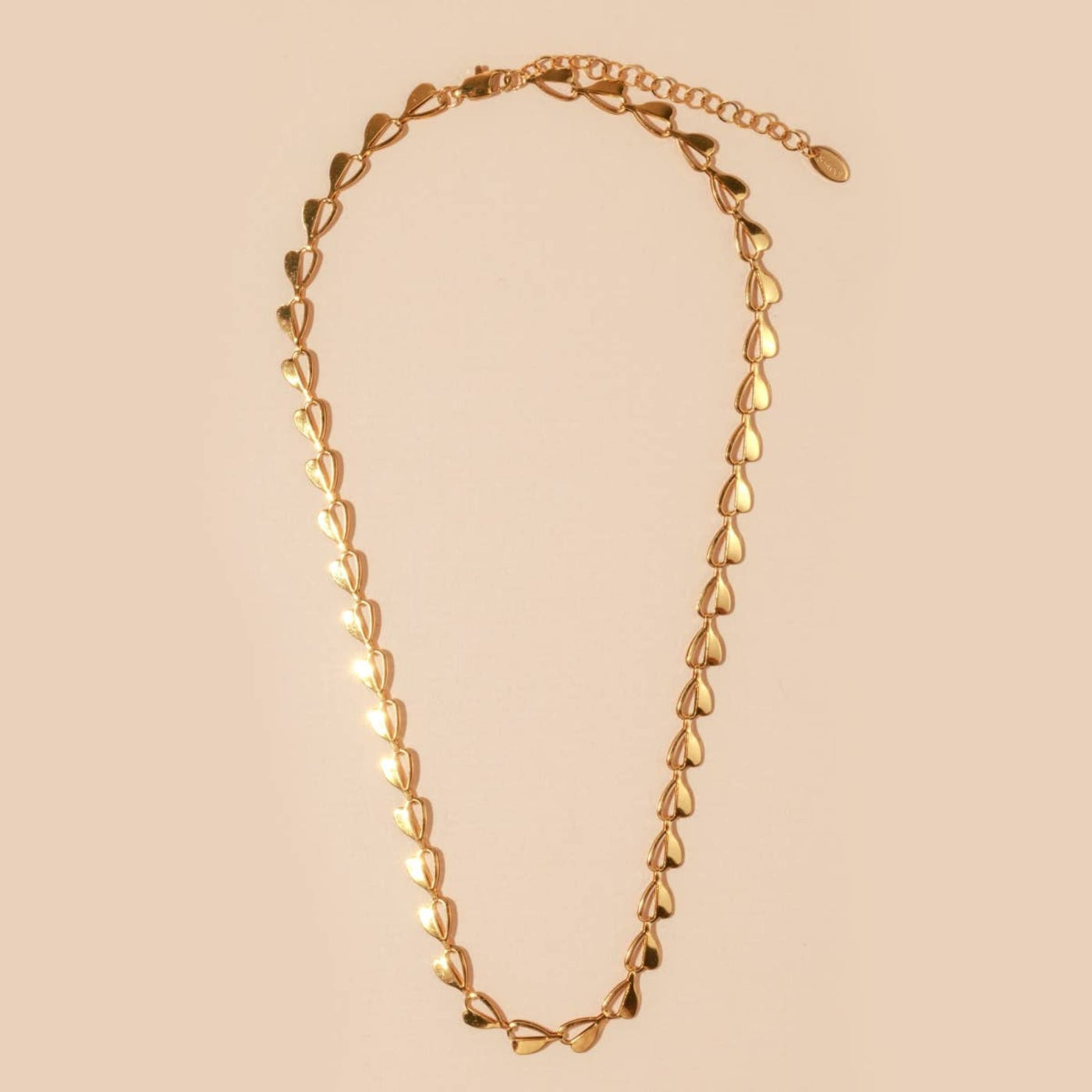 18K Gold Plated Linked Hearts Necklace - Gold - 190 Jewelry