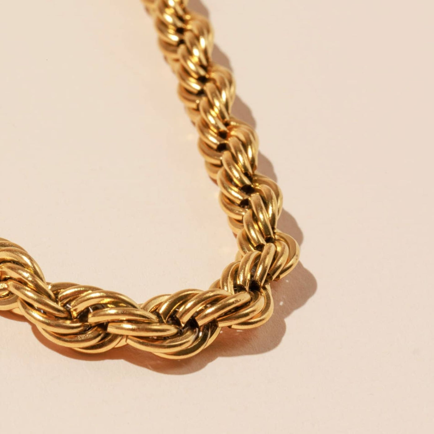 18K Gold Plated Twisted Rope Necklace - Gold - 190 Jewelry