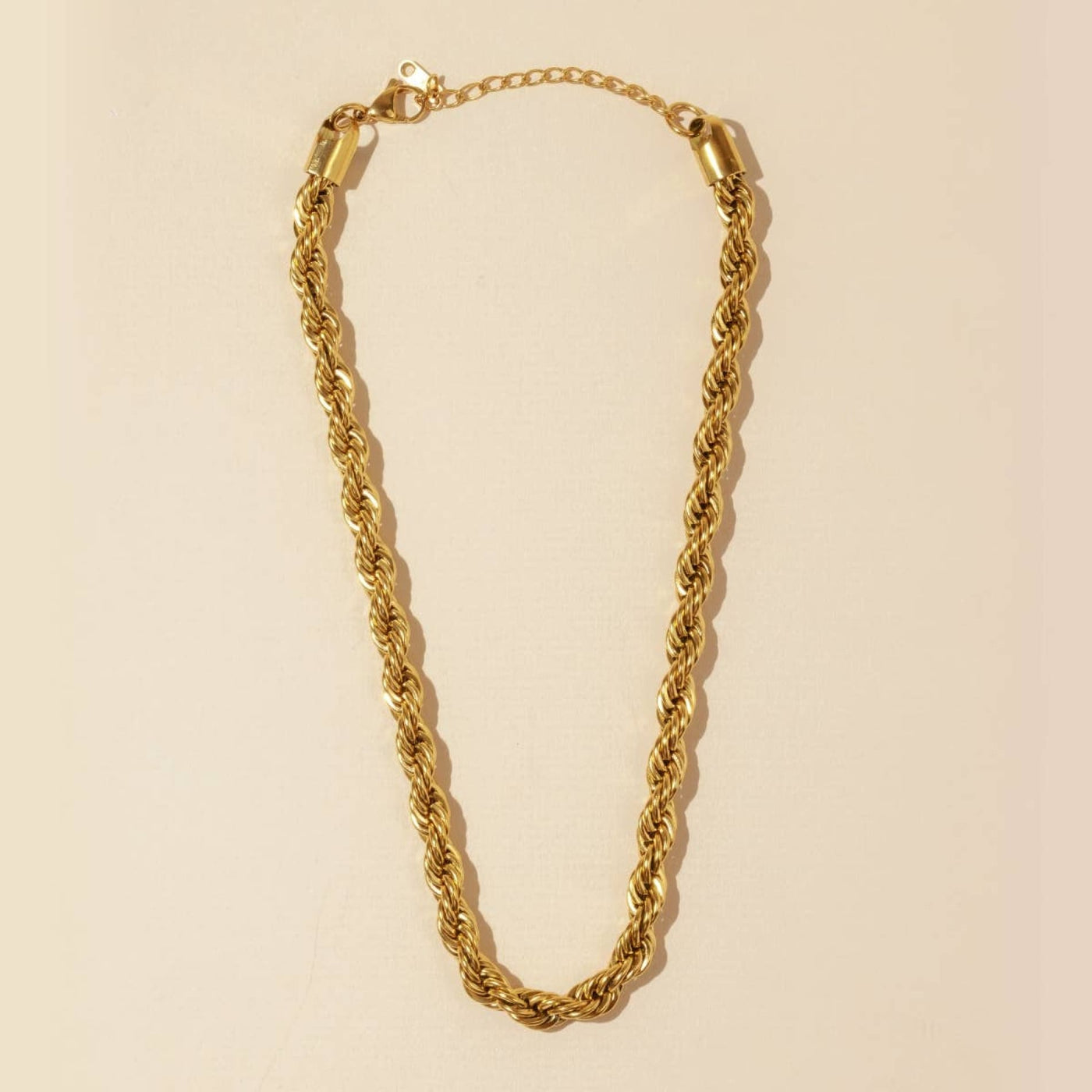 18K Gold Plated Twisted Rope Necklace - Gold - 190 Jewelry