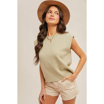 Ask Me Why Sweater Top - S / Sage / 0505 - 100 Short/Sleeveless Tops