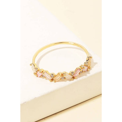 Baguette Rhinestone Studded Ring - Gold 190 Jewelry