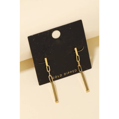Bar Chain Dangle Earrings - Gold - 190 Jewelry