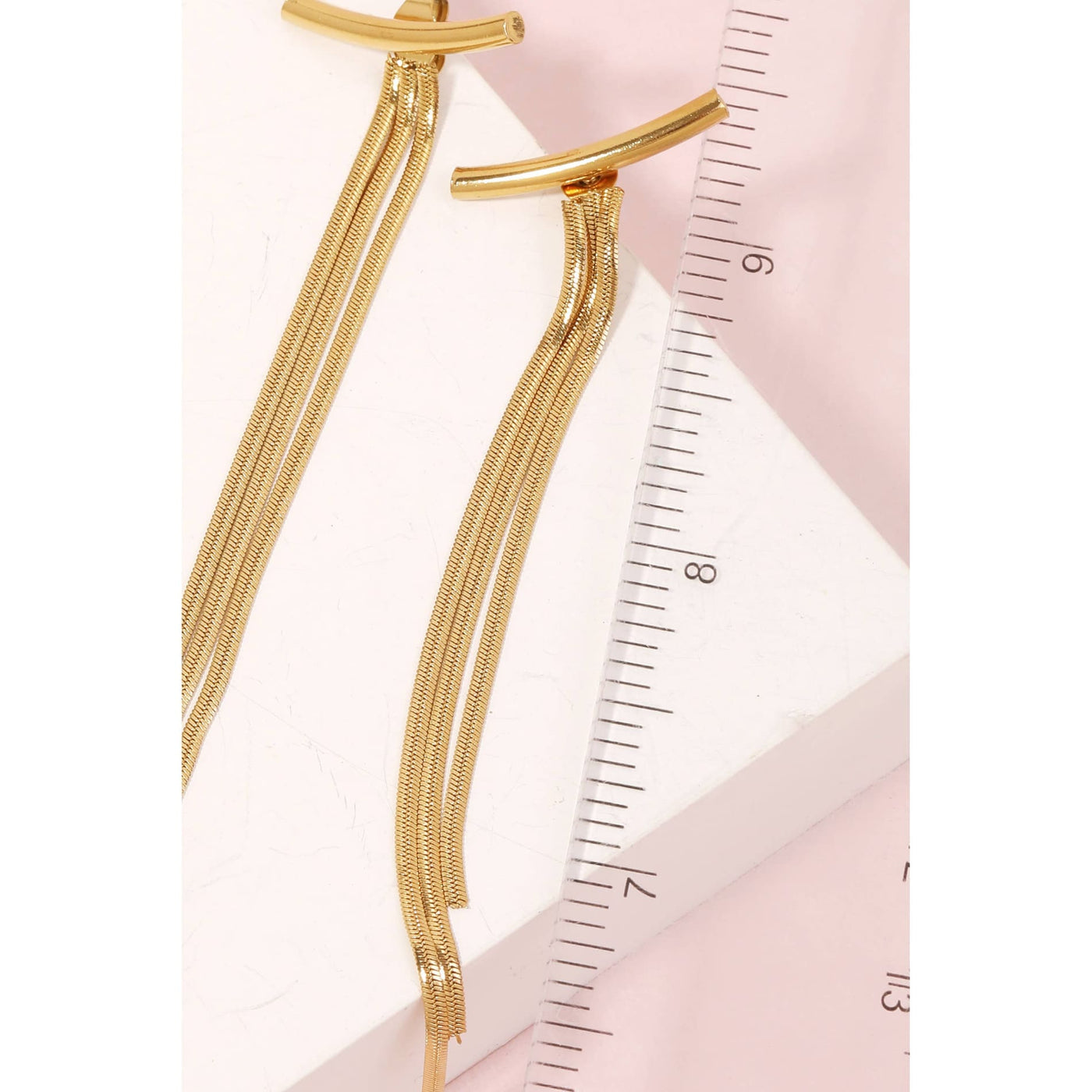 Bar Snake Chain Fringe Earrings - 190 Jewelry