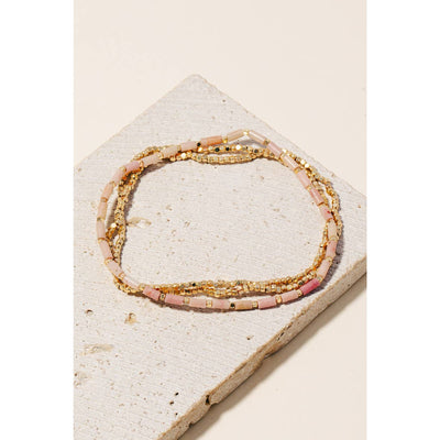 Beaded Layered Bracelet Set - Pink - 190 Jewelry