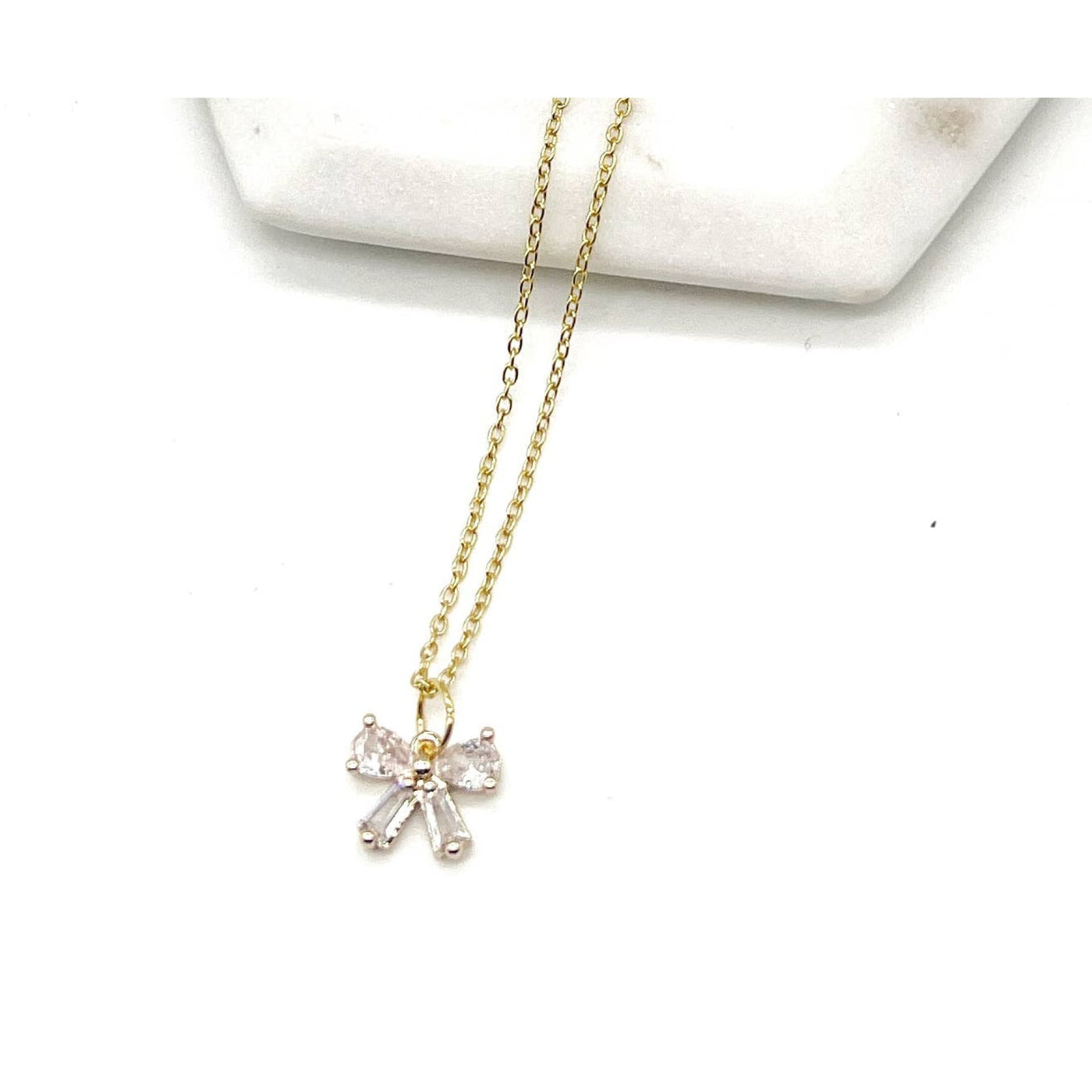 Bow Charm Necklace - Gold - 190 Jewelry