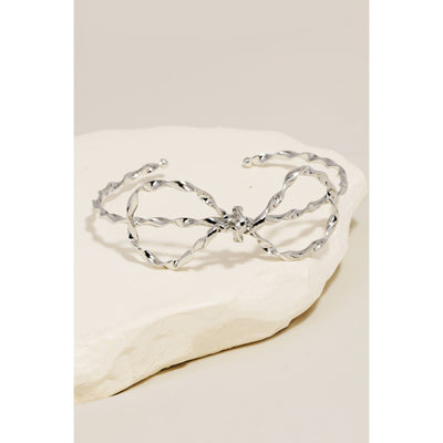 Bow Twist Cuff Bracelet - Silver - 190 Jewelry