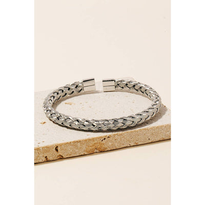 Braided Wire Cuff Bracelet - Silver / 0224 - 190 Jewelry