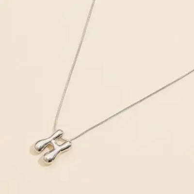 Bubble Initial Necklace - Silver / H - 190 Jewelry