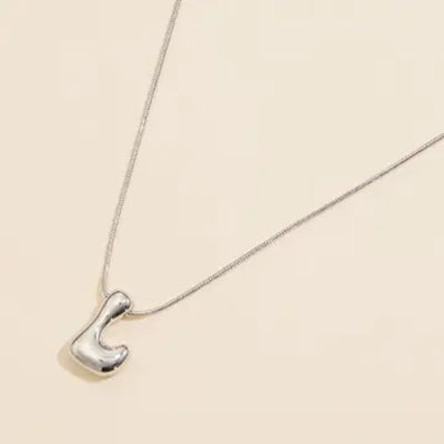 Bubble Initial Necklace - Silver / L - 190 Jewelry