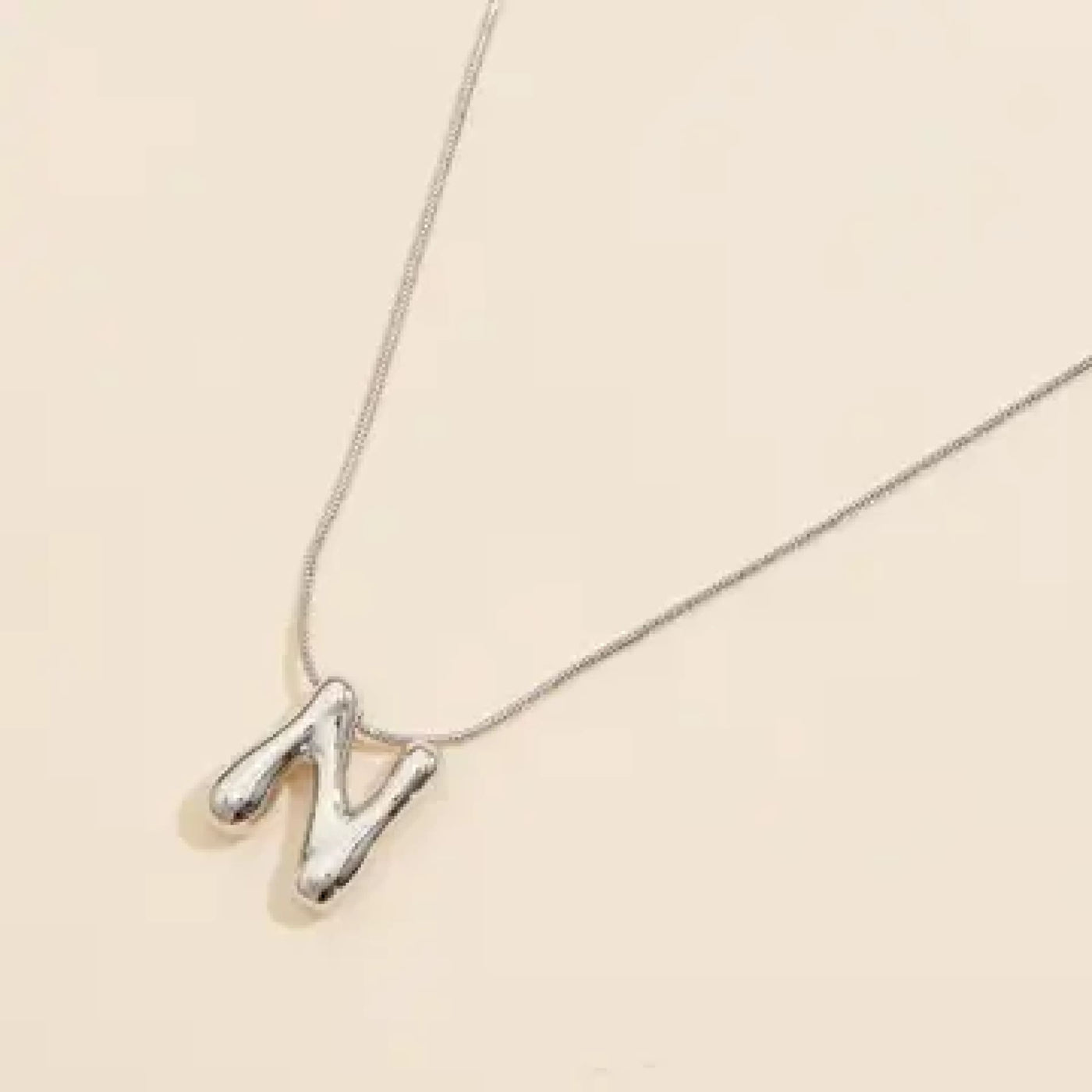 Bubble Initial Necklace - Silver / N - 190 Jewelry