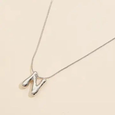 Bubble Initial Necklace - Silver / N - 190 Jewelry