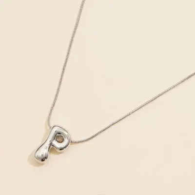 Bubble Initial Necklace - Silver / P - 190 Jewelry