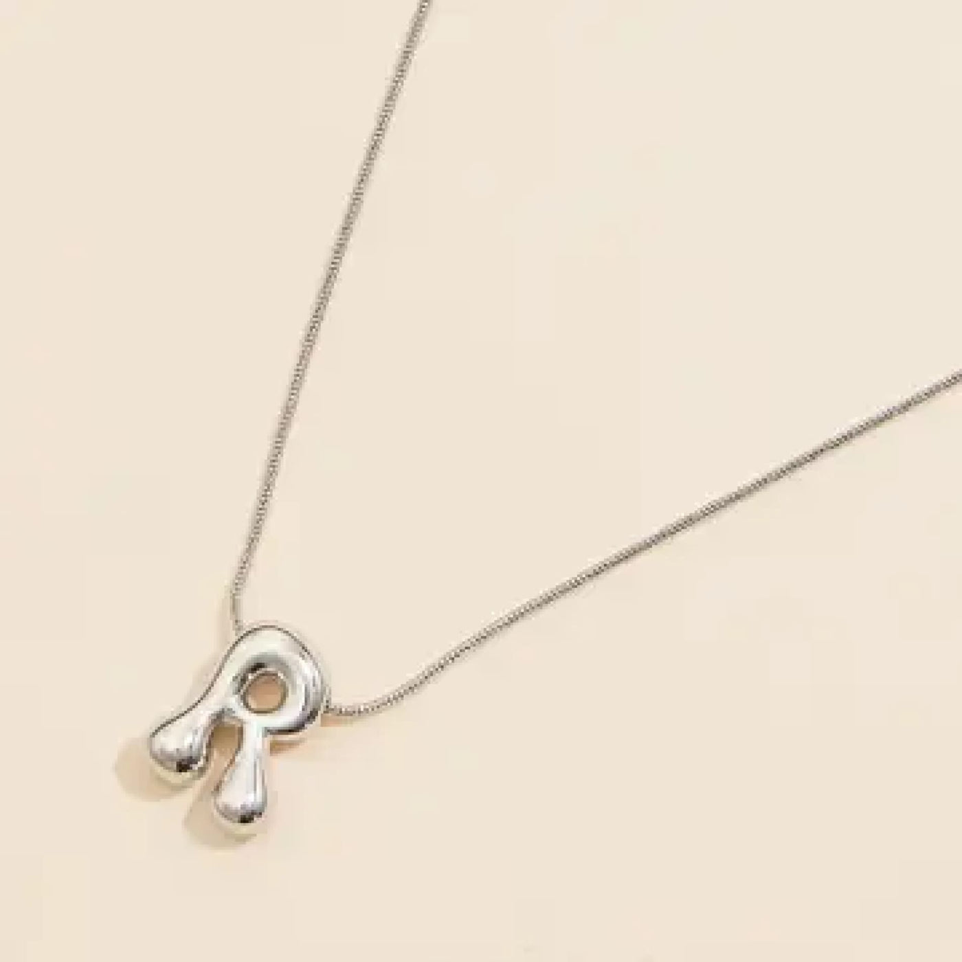 Bubble Initial Necklace - Silver / R - 190 Jewelry