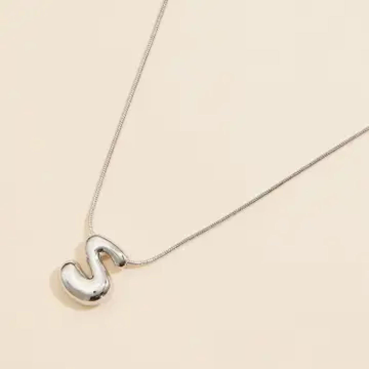 Bubble Initial Necklace - Silver / S - 190 Jewelry