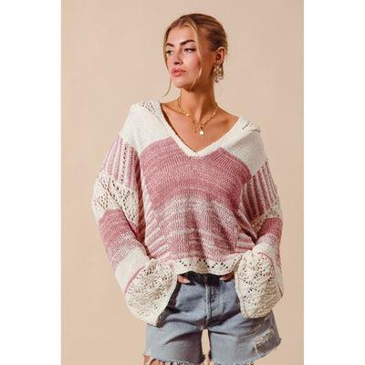 By The Fire Sweater - S / Ivory/Mauve - 130 Sweaters/Cardigans