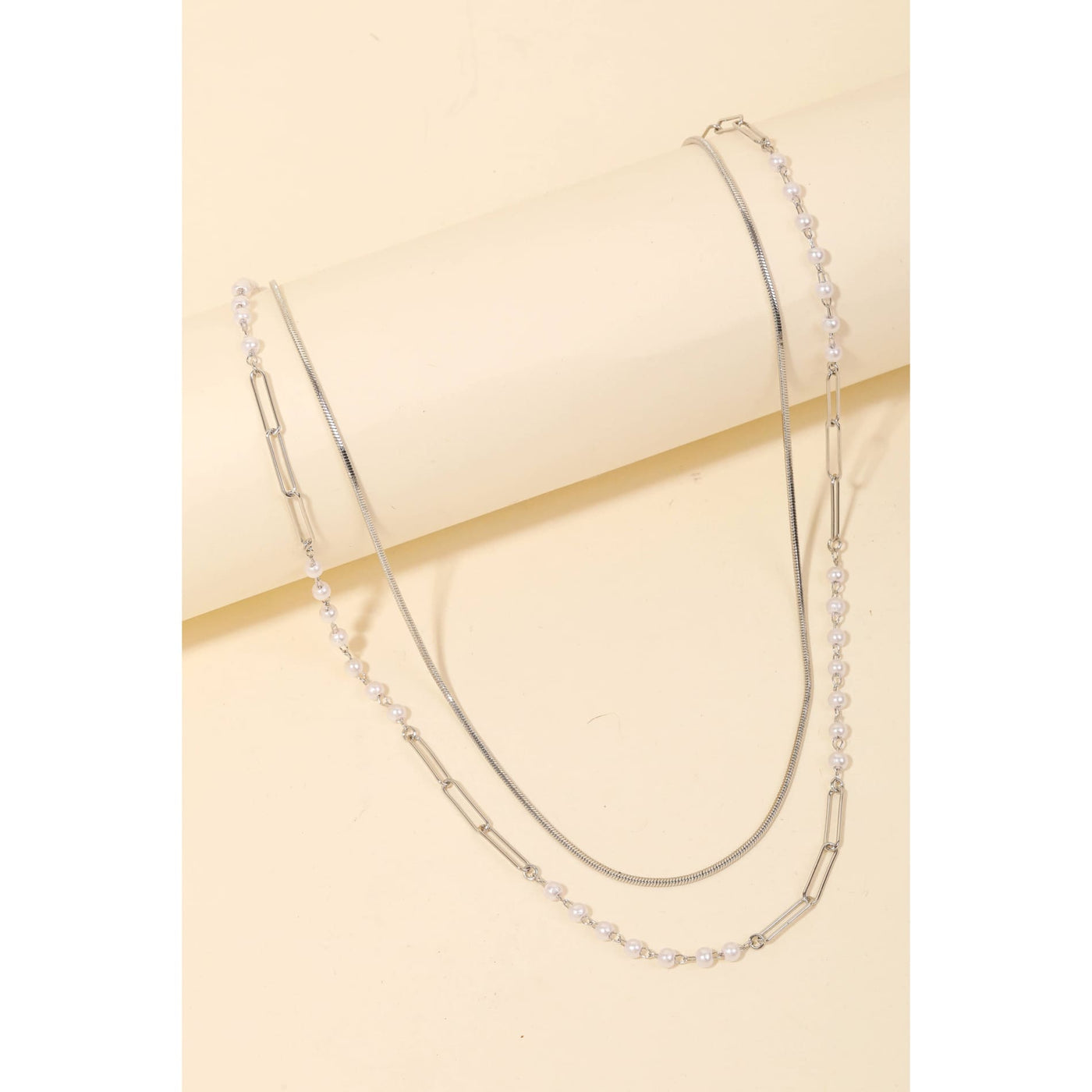 Chain Bead Layered Necklace - S - 190 Jewelry