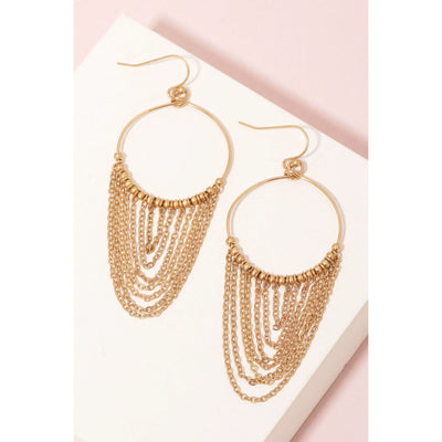 Chain Fringe Earrings - Gold - 190 Jewelry