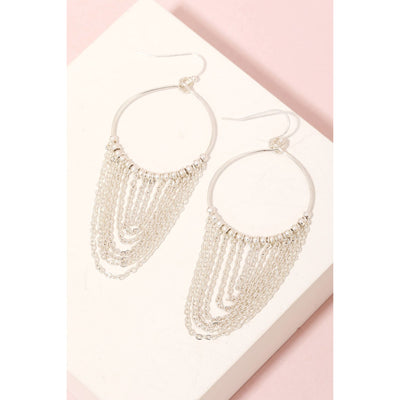 Chain Fringe Earrings - Silver - 190 Jewelry