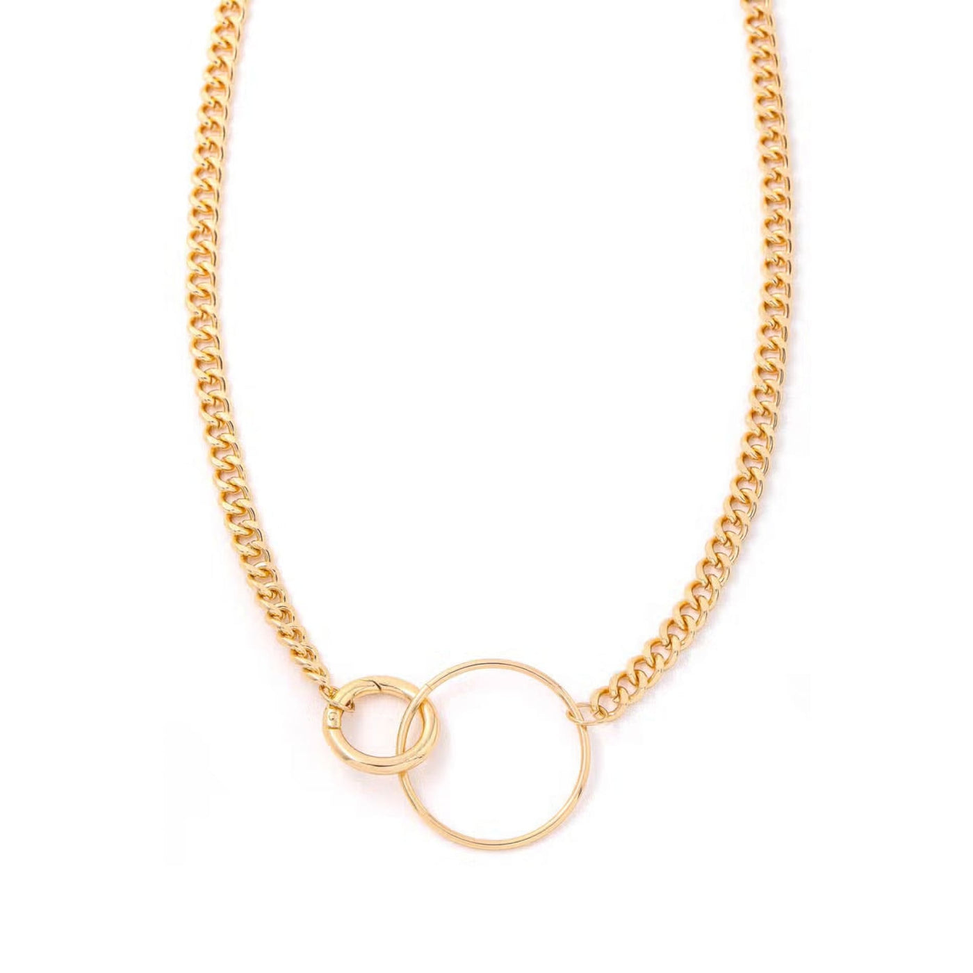 Chain Link Circle Pendant Necklace - 190 Jewelry