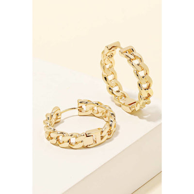 Chain Link Hoop Earrings - Gold - 190 Jewelry