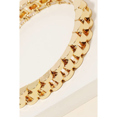 Chain Link Texture Bracelet - Gold - 190 Jewelry