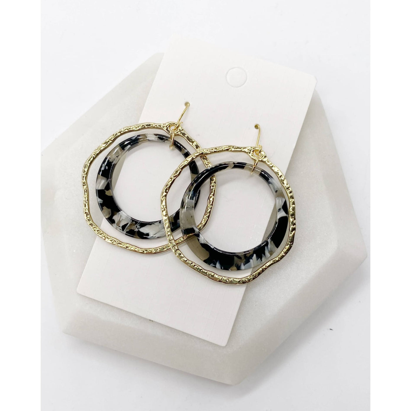 Chandelier Disc Acrylic Earrings - Gold - 190 Jewelry