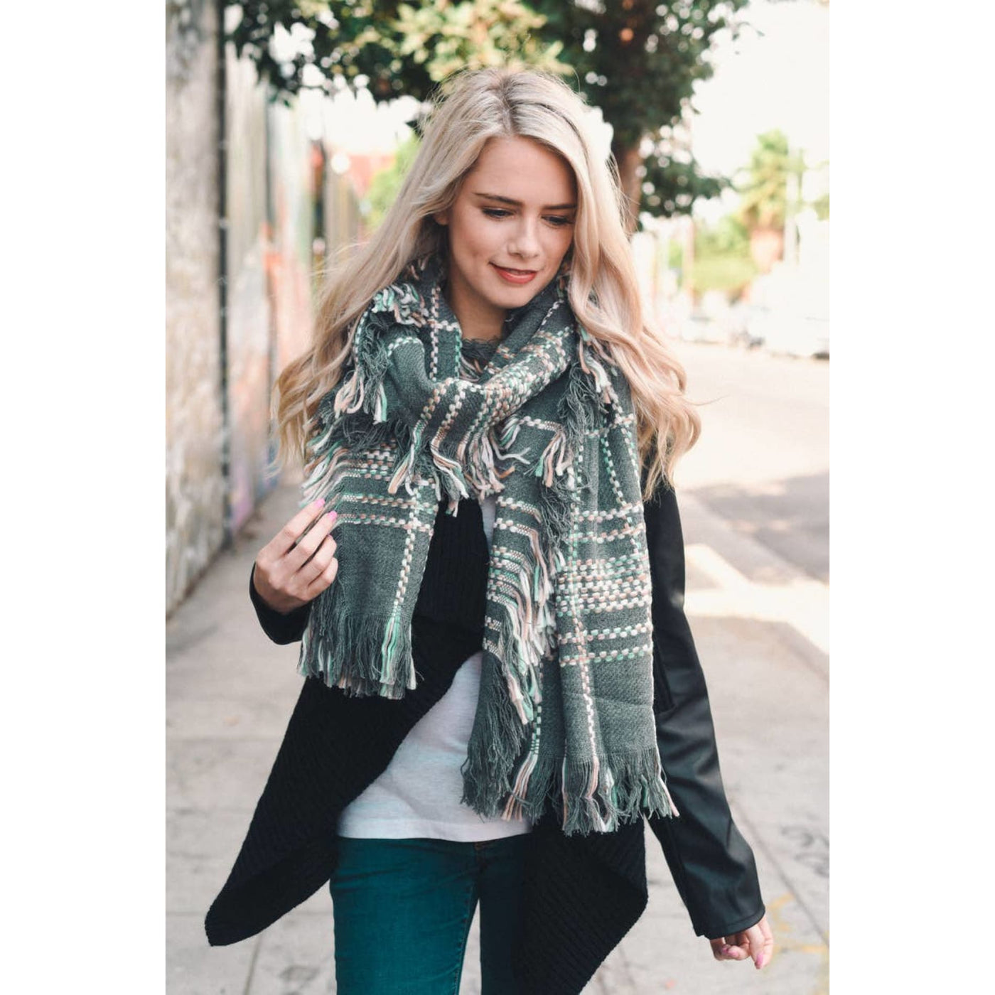 Chunky Multi Colored Plaid Scarf - 210 Other Accessories