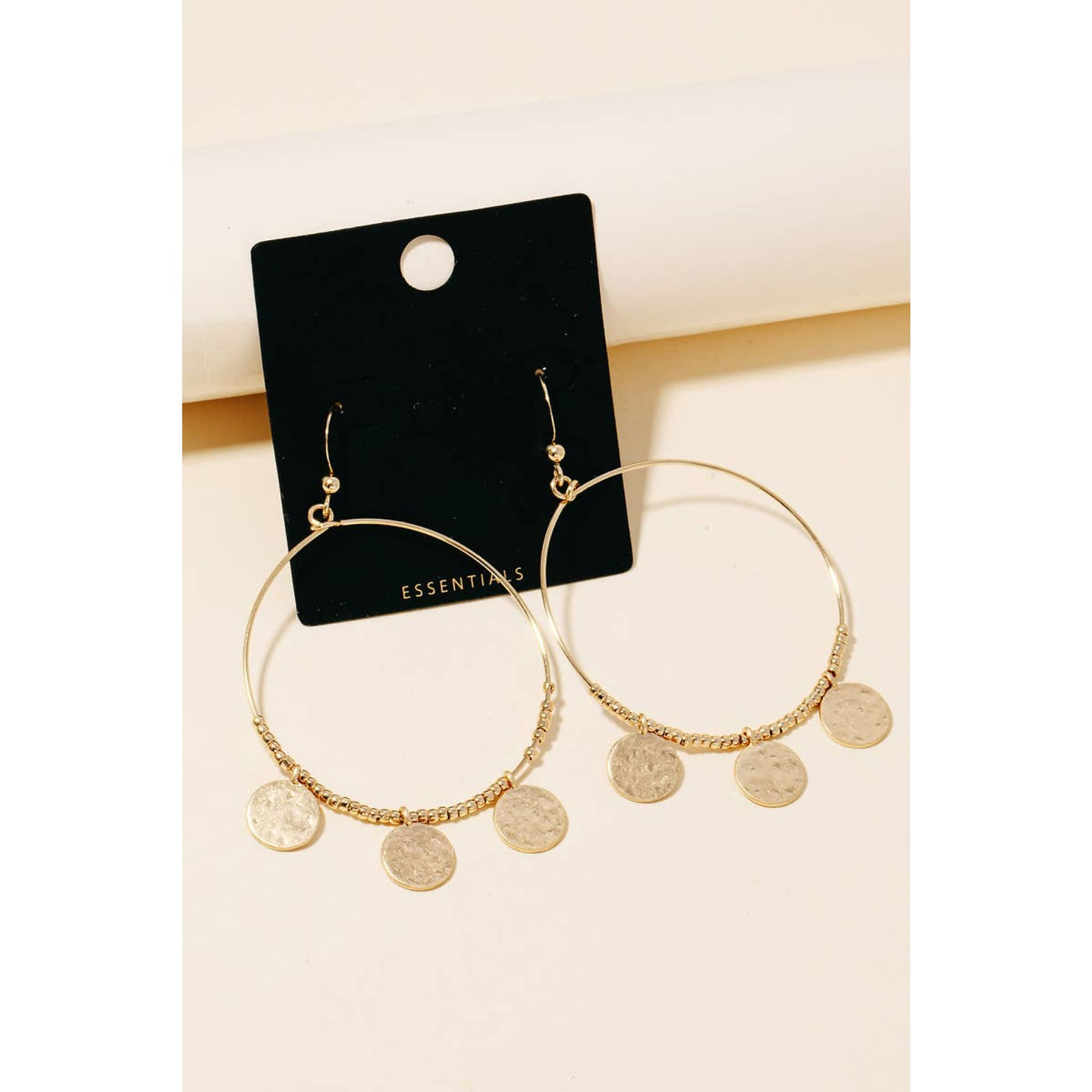 Circle Cutout Coin Dangle Earrings - Gold - 190 Jewelry