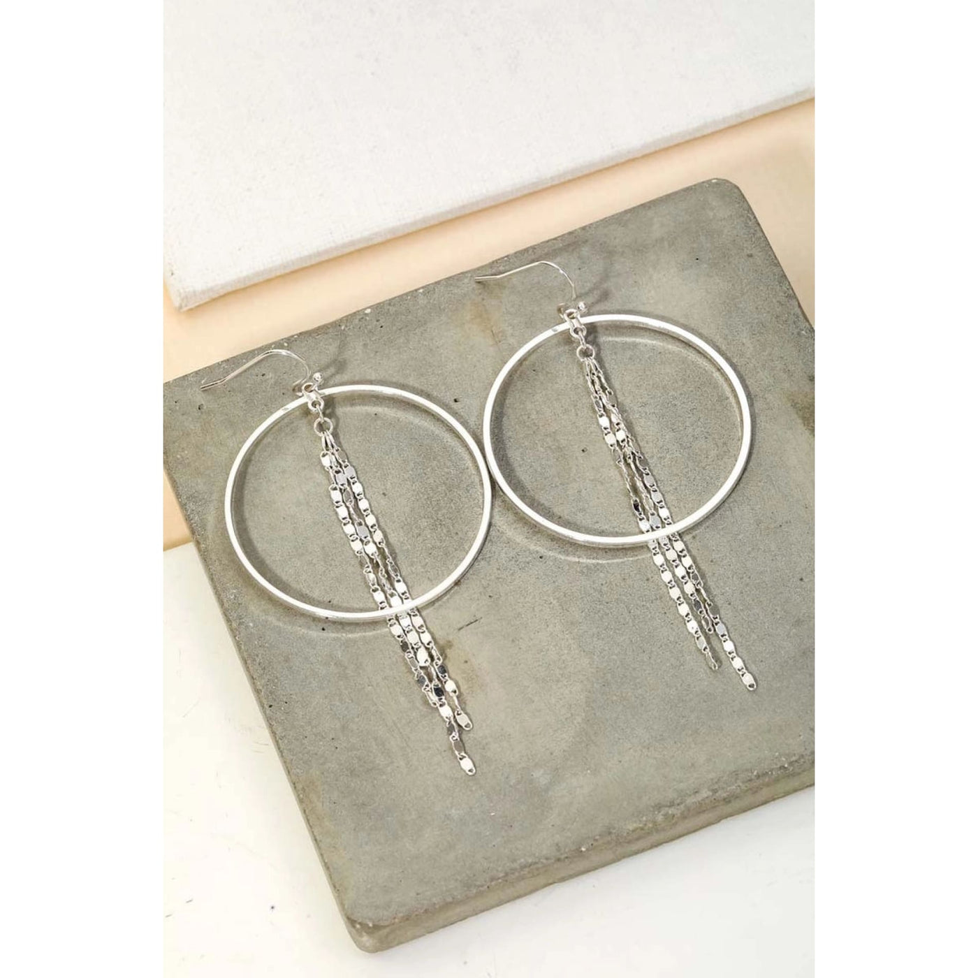 Circle Cutout Fringe Earrings - 190 Jewelry