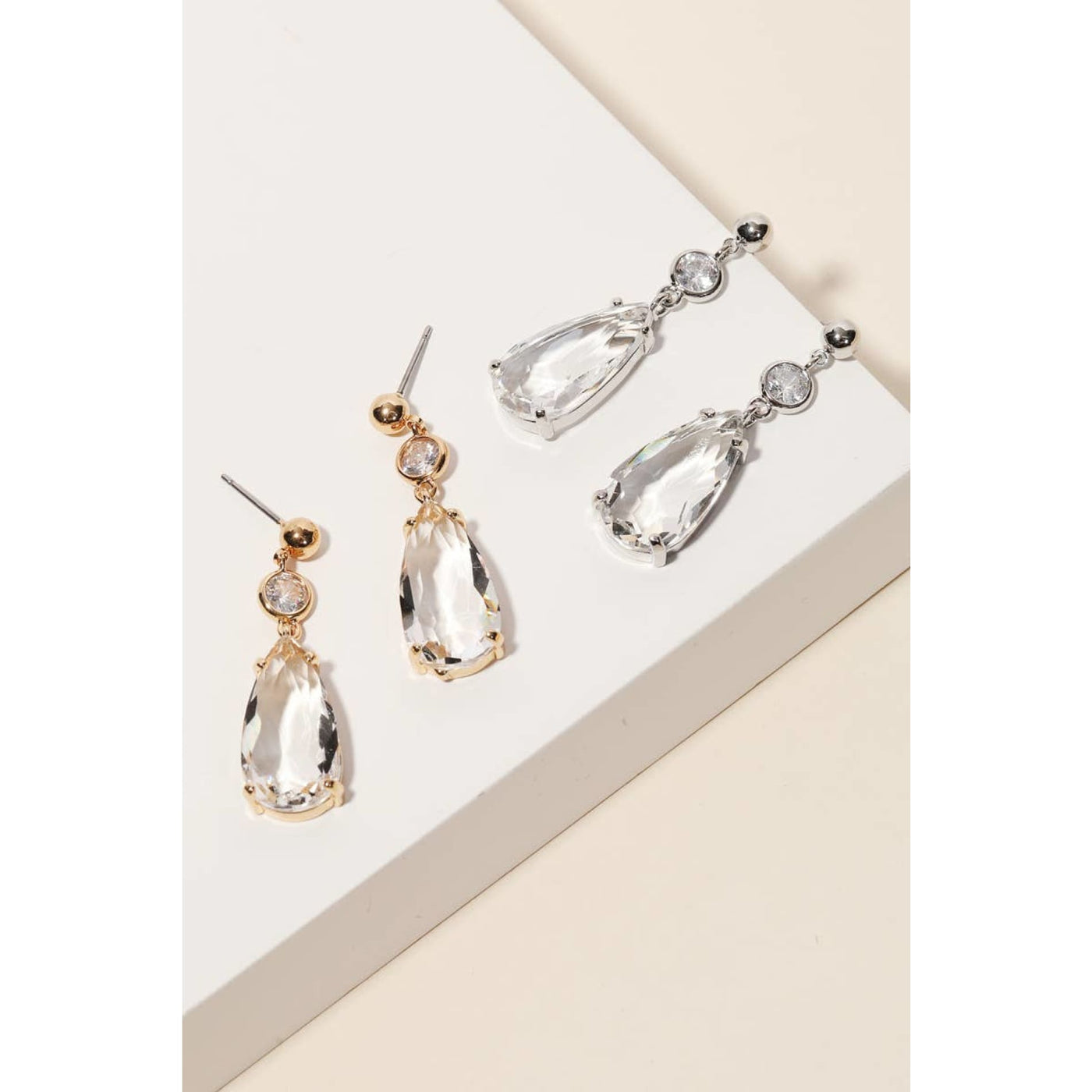 Clear Crystal Teardrop Earrings - 190 Jewelry