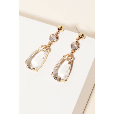 Clear Crystal Teardrop Earrings - Gold / 0206 - 190 Jewelry