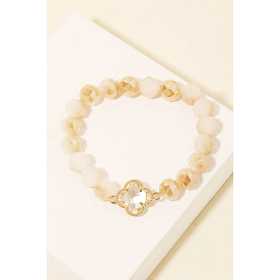 Clover Charm Beaded Bracelet - Neutral - 190 Jewelry