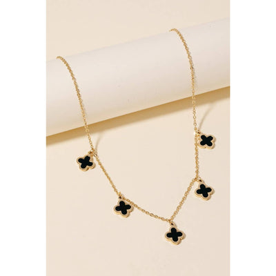 Clover Charm Necklace - Onyx - 190 Jewelry