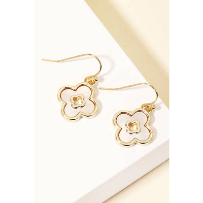 Clover Dangle Charm Hook Earrings - Gold - 190 Jewelry