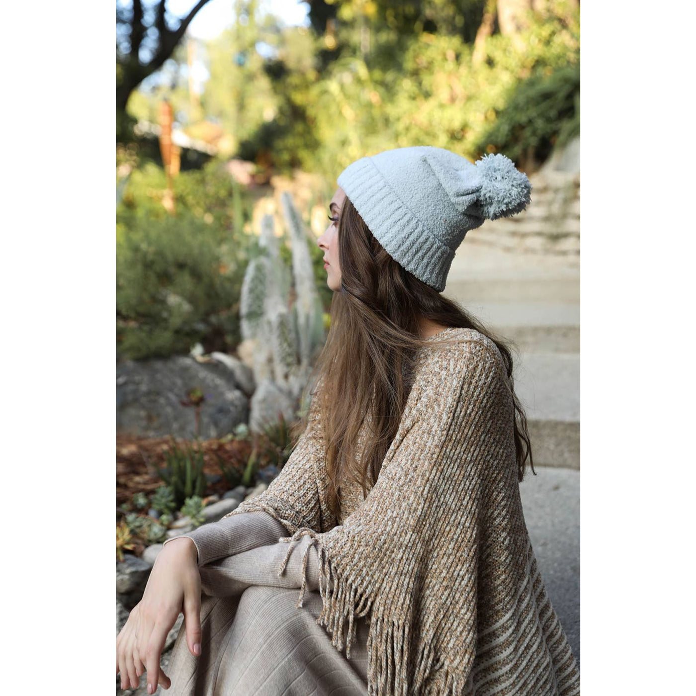 Cozy Boucle Pom Beanie - Blue - 210 Other Accessories