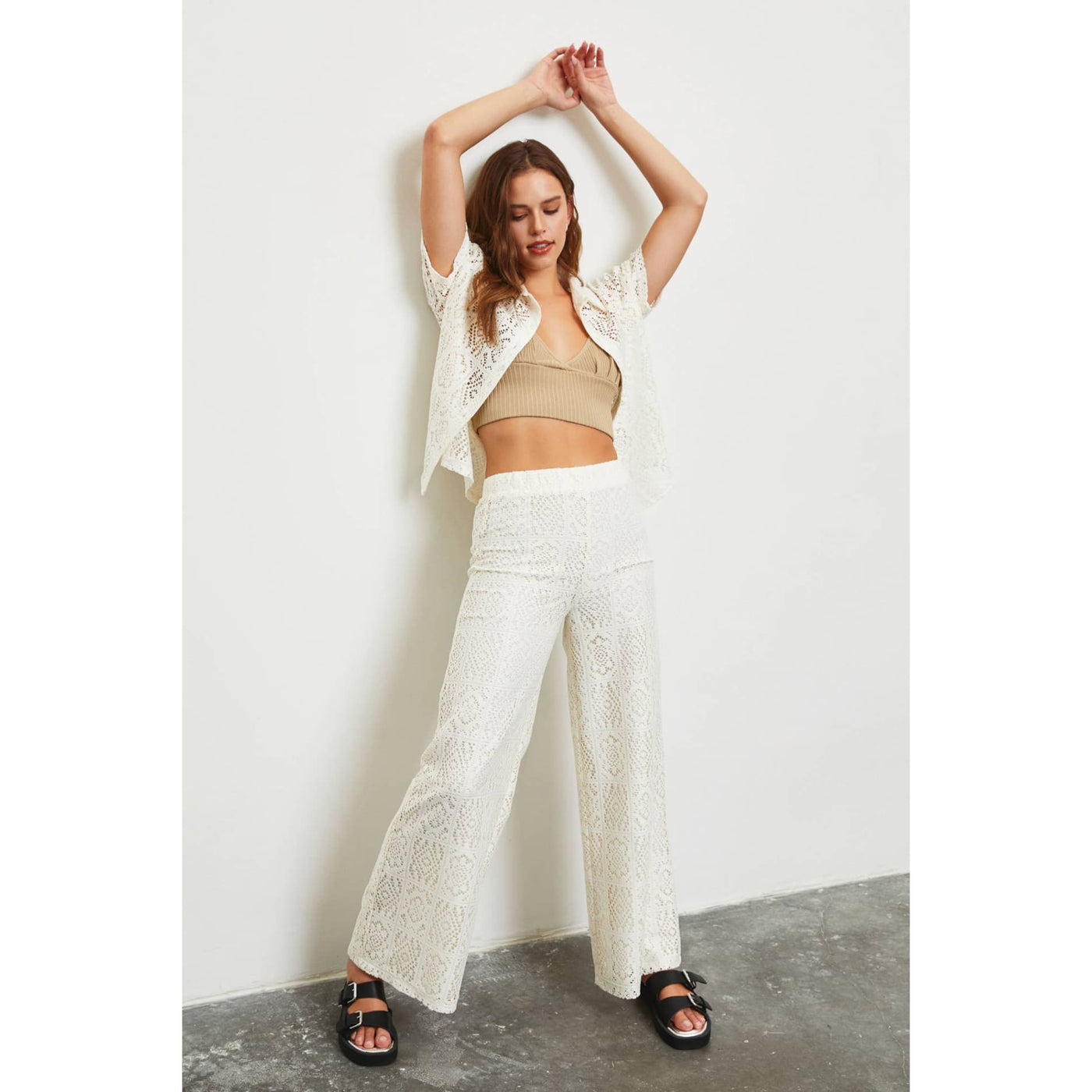 Crochet All Day Flare Pants - S / Ivory - 150 Bottoms
