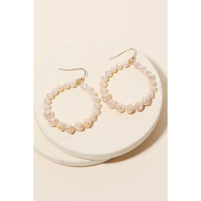 Crystal Glass Bead Earrings - Ivory - 190 Jewelry