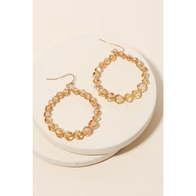 Crystal Glass Bead Earrings - Topaz - 190 Jewelry