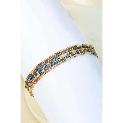 Dainty Seed Bead Bracelet Set - Blue - 190 Jewelry