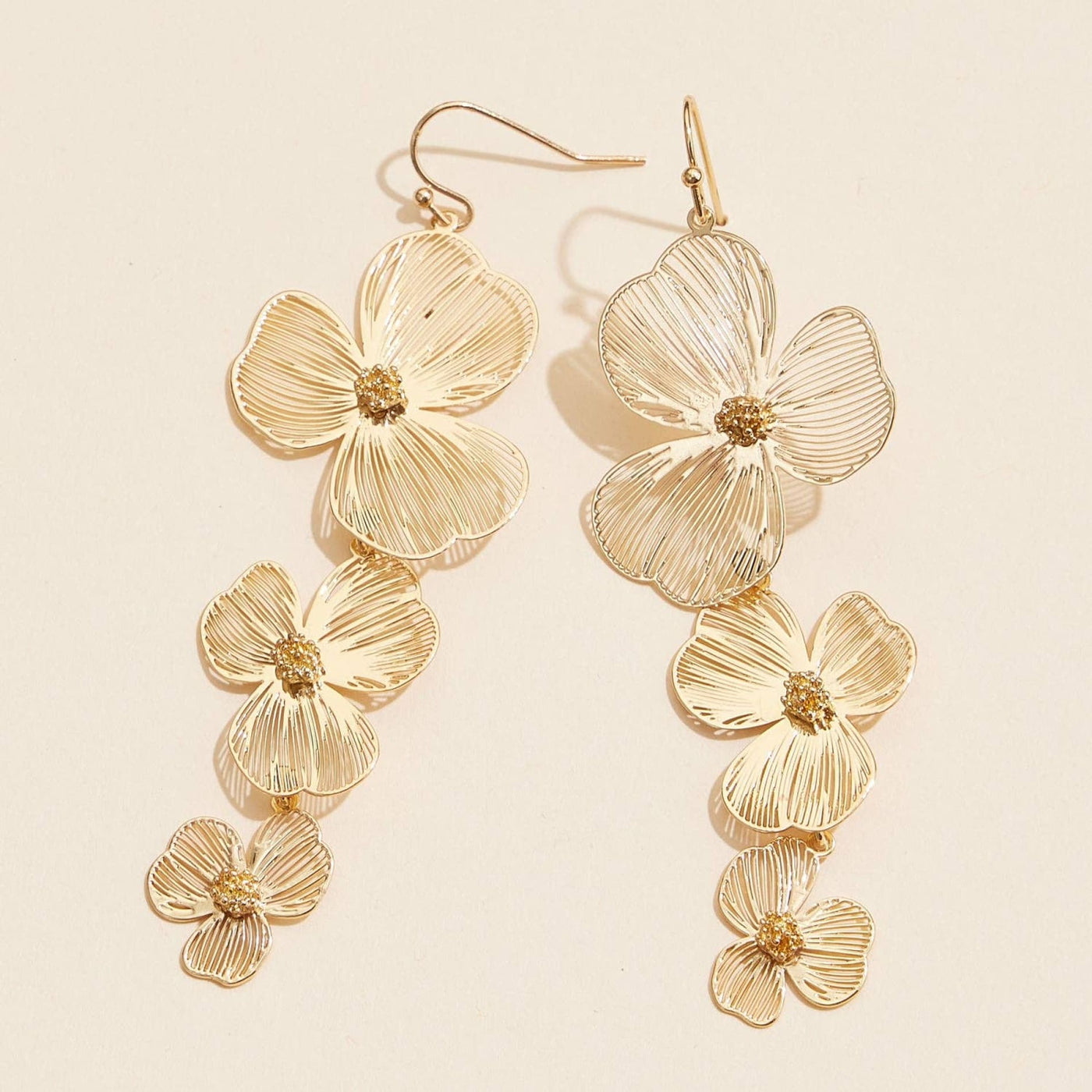 Delicate Floral Drop Earrings - Gold / 0303 - 190 Jewelry