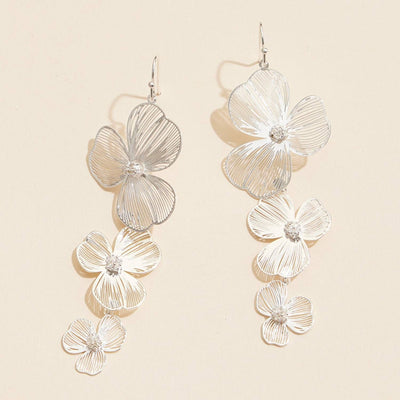 Delicate Floral Drop Earrings - Silver / 0303 - 190 Jewelry