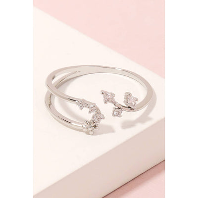 Delicate Floral Rhinestone Ring - Silver 190 Jewelry