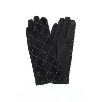 Diamond Pattern Smart Touch Gloves - Black - 210 Other Accessories