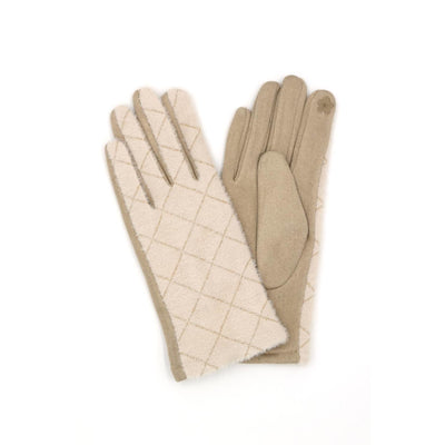 Diamond Pattern Smart Touch Gloves - Ivory - 210 Other Accessories