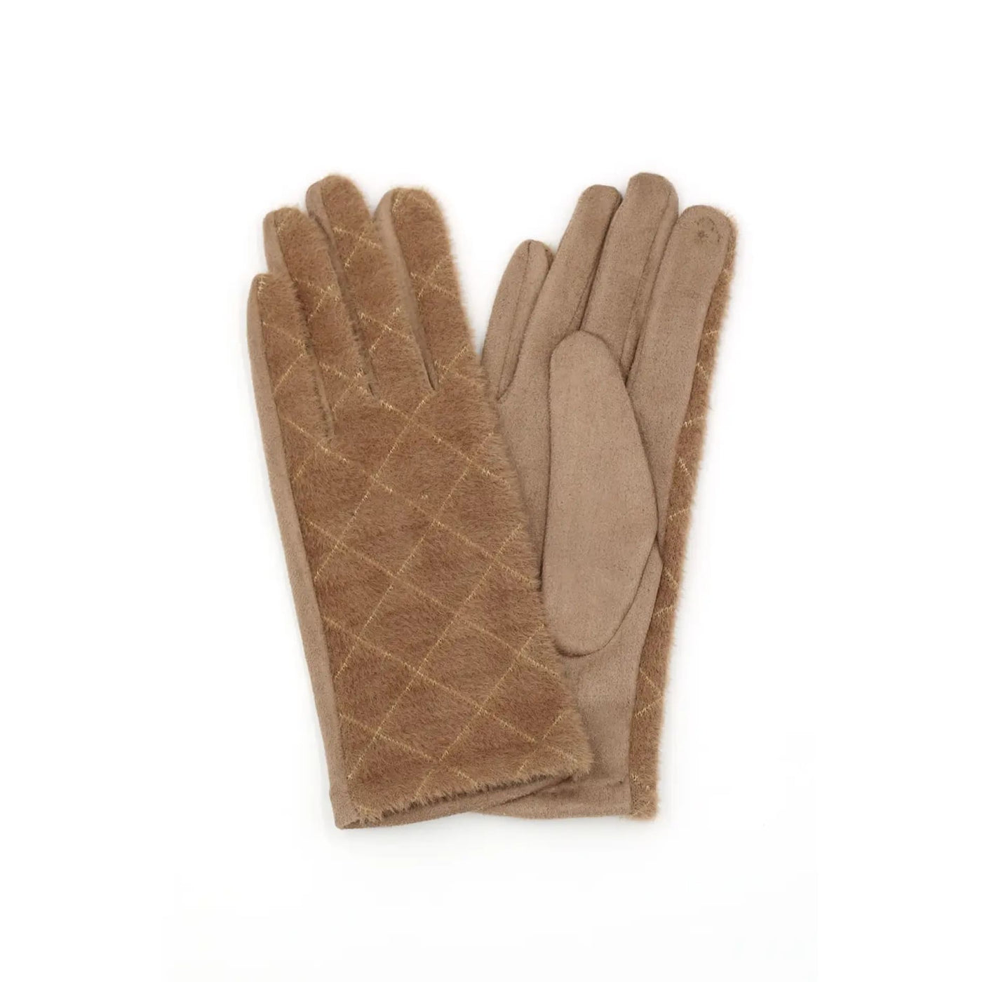 Diamond Pattern Smart Touch Gloves - Taupe - 210 Other Accessories